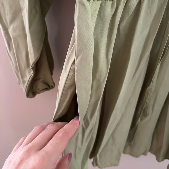 Zara Women's Light Green Long Sleeve Button Front‎ Tie Waist Shirt Dress Size S - Picture 8 of 10